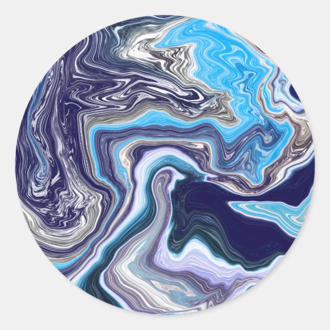 Blue Marble Fluid Art Runt Klistermärke (Framsida)
