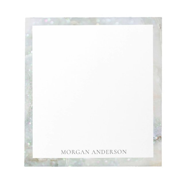 Blue marble glitter elegant monogram anteckningsblock (Framsida)