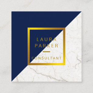 Blue Marble Guld Faux Professionell Construction Fyrkantigt Visitkort