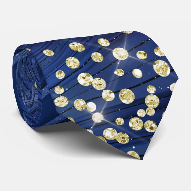 Blue Marble Guld Glitter Necktie Slips (Rullad)
