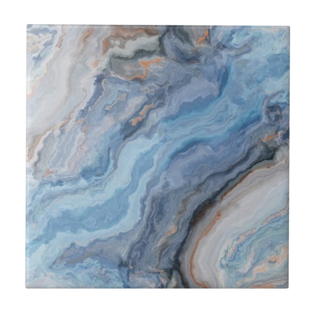 Blue Marble med Guld Black Söt Decor Kakelplatta (Framsidan)