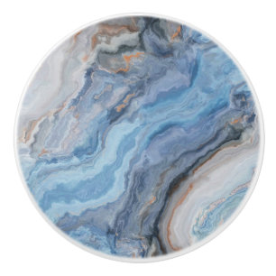 Blue Marble med Guld Black Söt Decor Knopp