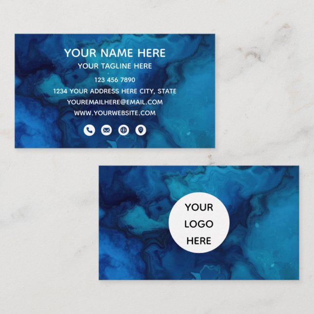 Blue Marble Modern Business Card Visitkort (Fram/baksida)