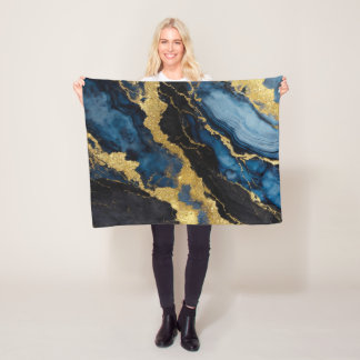 Blue Marble Mönster med Guld Fleecefilt