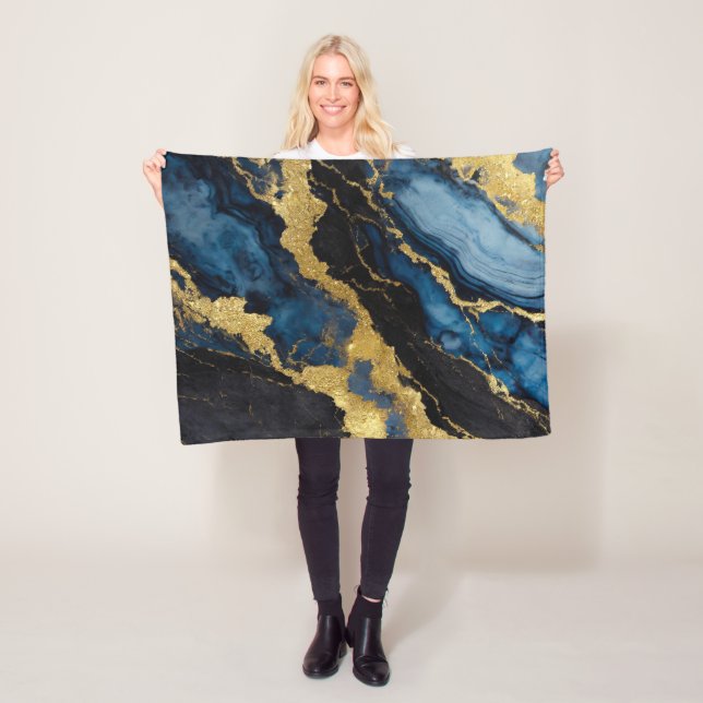 Blue Marble Mönster med Guld Fleecefilt (På plats)