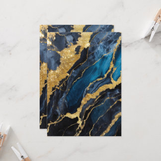 Blue Marble Mönster med Guld Inbjudningar