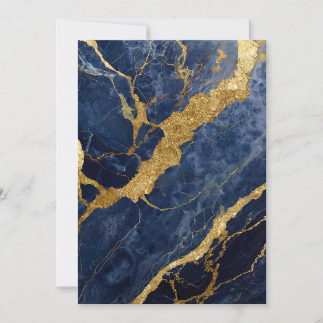 Blue Marble Mönster med Guld Inbjudningar (Framsida)