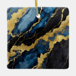 Blue Marble Mönster med Guld Julgransprydnad Keramik