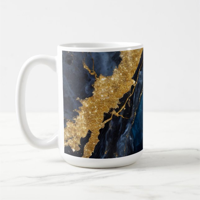 Blue Marble Mönster med Guld Kaffemugg (Vänster)