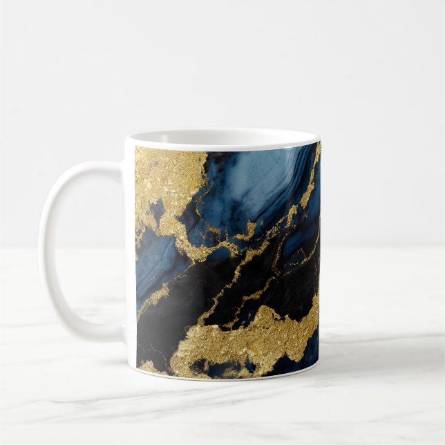 Blue Marble Mönster med Guld Kaffemugg (Vänster)