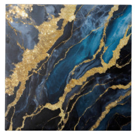 Blue Marble Mönster med Guld Kakelplatta