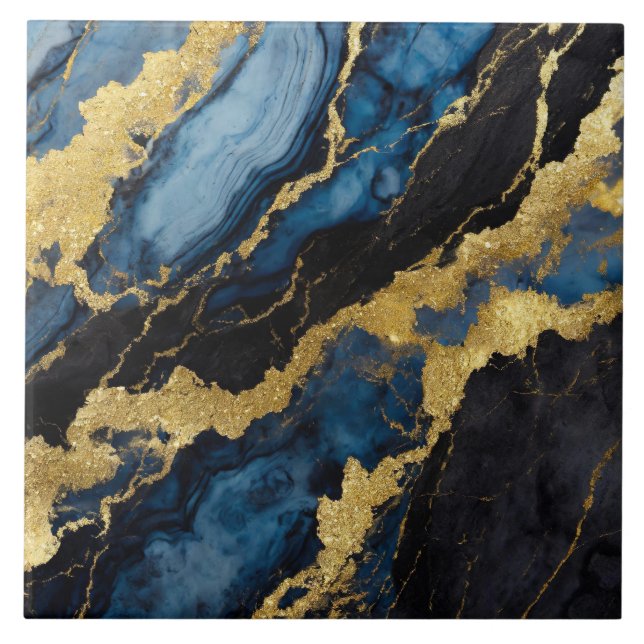 Blue Marble Mönster med Guld Kakelplatta (Framsidan)