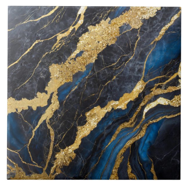 Blue Marble Mönster med Guld Kakelplatta (Framsidan)