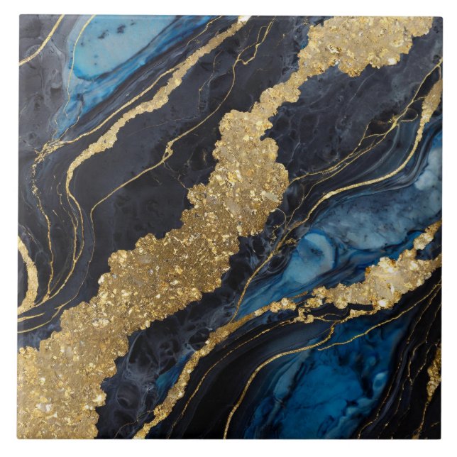 Blue Marble Mönster med Guld Kakelplatta (Framsidan)