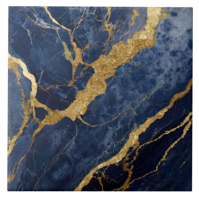 Blue Marble Mönster med Guld Kakelplatta (Framsidan)