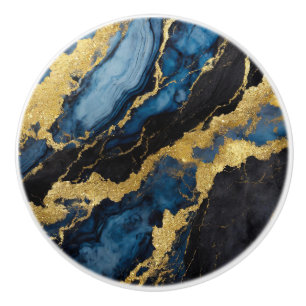 Blue Marble Mönster med Guld Knopp