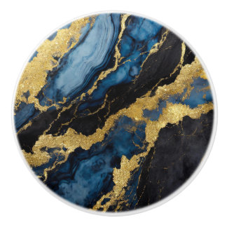 Blue Marble Mönster med Guld Knopp