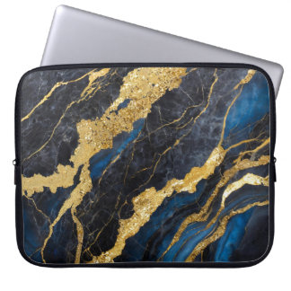 Blue Marble Mönster med Guld Laptop Fodral