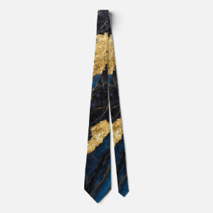 Blue Marble Mönster med Guld Slips