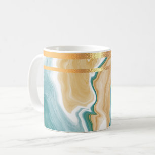 Blue Marble och Guld Rimmed Coffee Mugg