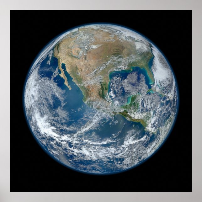 Blue Marble Planet Earth Nordamerika Mexiko Poster (Framsidan)