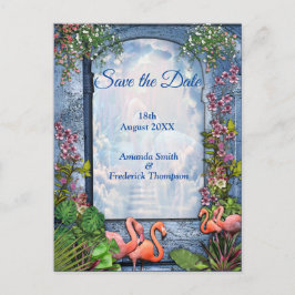 Blue Marble & Rosa Flamingos Meddelande Vykort