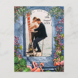 Blue Marble & Rosa Flamingos Meddelande Vykort