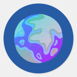 Blue Marble Sticker Runt Klistermärke