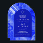 Blue Marble Swirls Star QR Bar Bat Mitzvah Arch Inbjudningar<br><div class="desc">Perfect card to announce a bat mitzvah, bar mitzvah or other Jewish celebration! Hand made watercolor swirl art for you on the front and back side! FULLY CUSTOMIZABLE! Click on “Personalize” above to edit the text. Click "edit using design tool" to adjust the fonts, colors and placements and to add...</div>