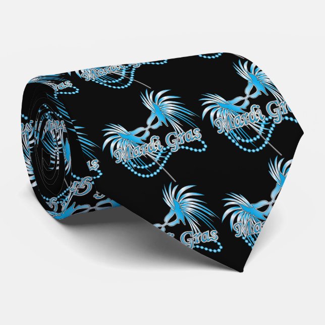 Blue Mardi Gras Mask Neck Tie Slips (Rullad)