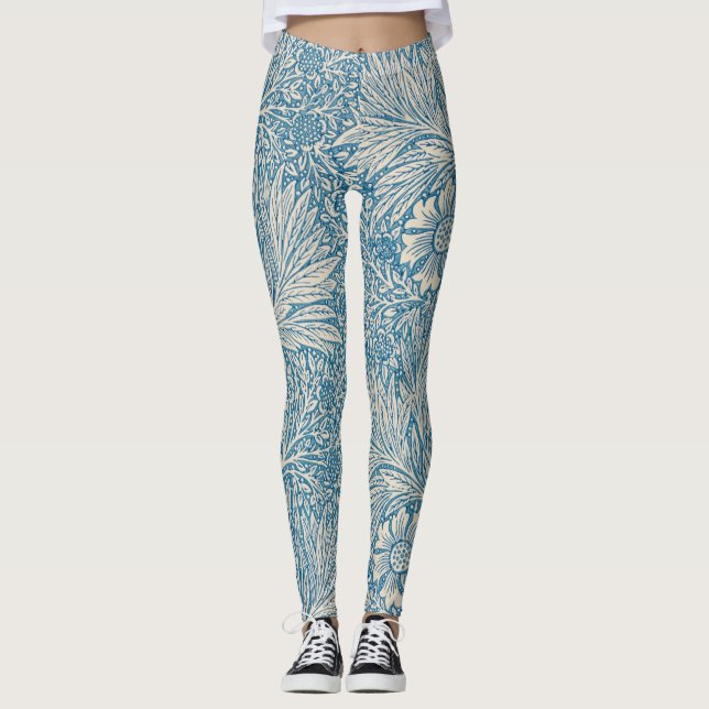 Blue Marigolds (av William Morris) Leggings (Framsida)