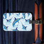 Blue Marlin Jumping out of Ocean Bagagebricka<br><div class="desc">Realistic illustration of a beautiful Marlin Fish Ocean Animal jumping out of ocean. Vector Art copyright BluedarkArt TheChameleonArt.</div>