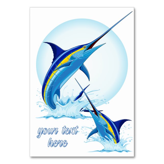 Blue Marlin Jumping out of Ocean Bordsnummer (Framsidan)