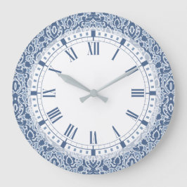 Blue Marockos Elegant Casbah Damask Stor Klocka