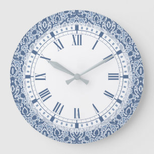 Blue Marockos Elegant Casbah Damask Stor Klocka