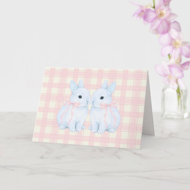 Blue Marshmallow Bunny Rabbits Easter Kort (Orkide)