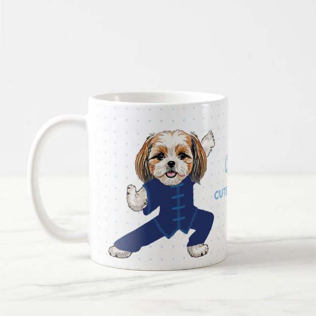 Blue Martial Arts Shih Tzu Mug – Cute Dog Gift Kaffemugg (Vänster)