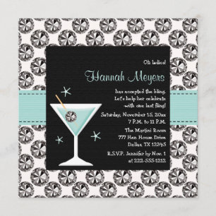 Blue Martini Diamond Bachelorette-fest-inbjudan Inbjudningar