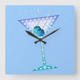 BLUE MARTINI WALL CLOCK FYRKANTIG KLOCKA