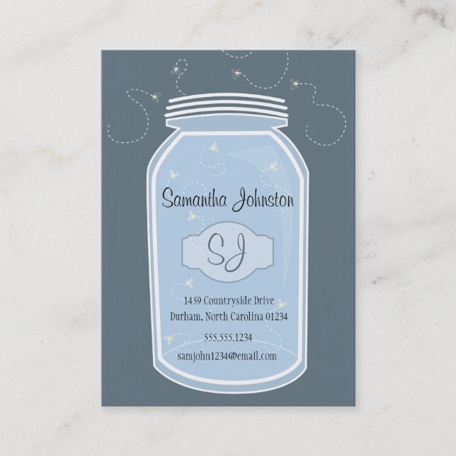 Blue Mason Burk & Fireflies Spara datum Visitkort (Framsida)