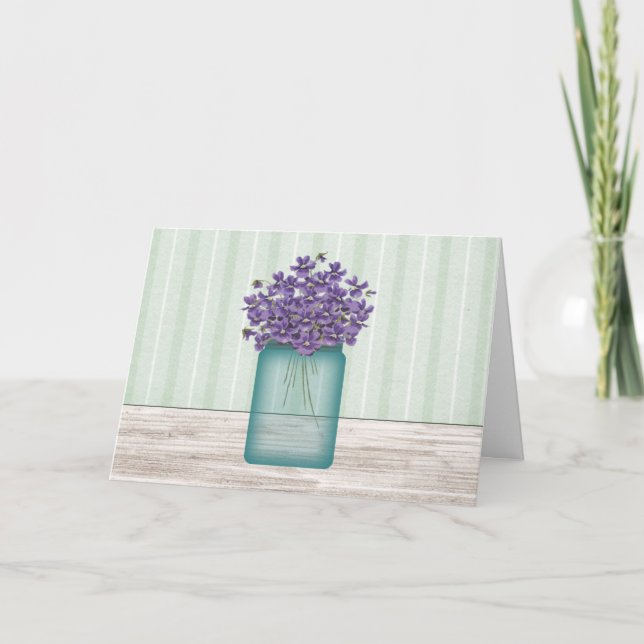 Blue Mason Burk Violes Birthday Card Kort (Framsida)