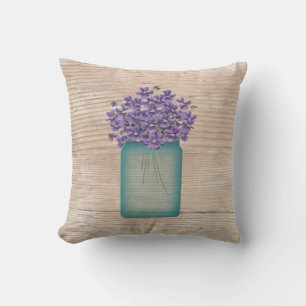 Blue Mason Burk Violets Pillow Kudde