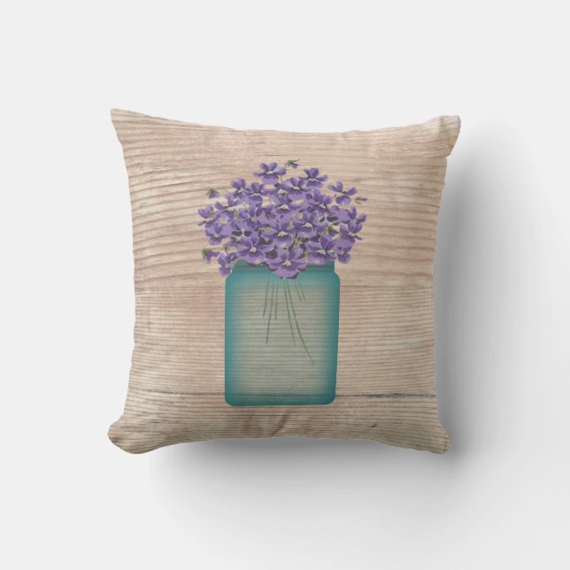 Blue Mason Burk Violets Pillow Kudde (Framsida)