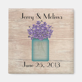 Blue Mason Burk Violets Wedding Favor Magnet