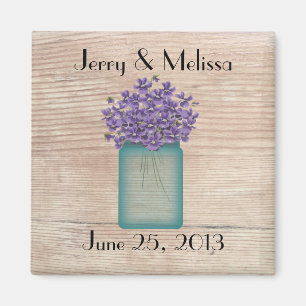 Blue Mason Burk Violets Wedding Favor Magnet