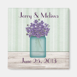 Blue Mason Burk Violets Wedding Favor Magnet