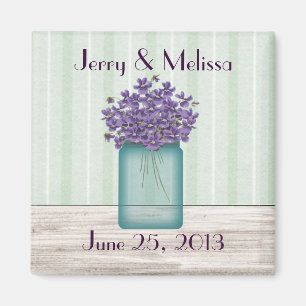 Blue Mason Burk Violets Wedding Favor Magnet