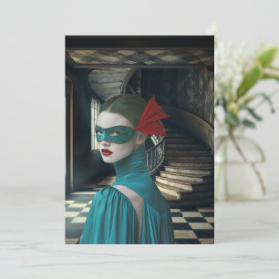 Blue Masquerad Digital Art-gratulationskort Kort