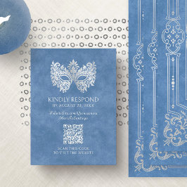 Blue Masqueramask Quinceanera QR-OSA Tilläggskort