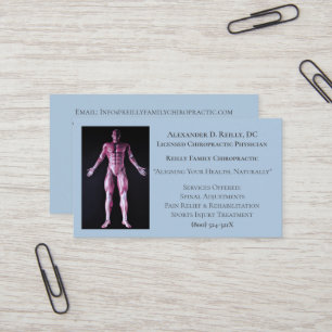 Blue Massage Therapy Chiropraktic Doktor Visitkort